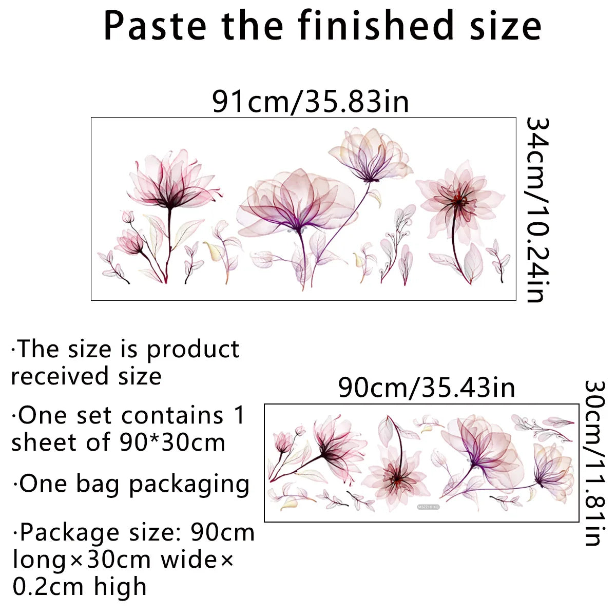 Pink Plant Flower Stickers PVC Wall and Furniture Decor-HomeDecorDecals_com