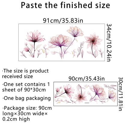 Pink Plant Flower Stickers PVC Wall and Furniture Decor-HomeDecorDecals_com