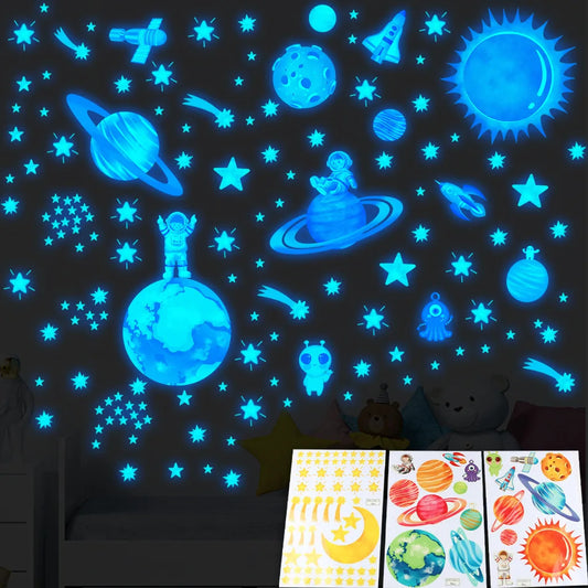 Luminous Moon Stars Wall Stickers for Kids Room Bedroom Decor Glow in The Dark Earth Wall Decals Noctilucent Stickers Home Decor-HomeDecorDecals_com
