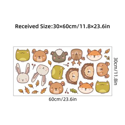 1Pc Cartoon Cute Animal Avatar Fox Rabbit Bear Wall Stickers for Kids Room Bedroom Wall Decals Home Decor Living Room Decoration-HomeDecorDecals_com