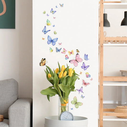 colorful Butterflies Background sticker Removable Mural Wall Stickers for Home Room Bedroom Decoration for Girls Stickers Kids-HomeDecorDecals_com