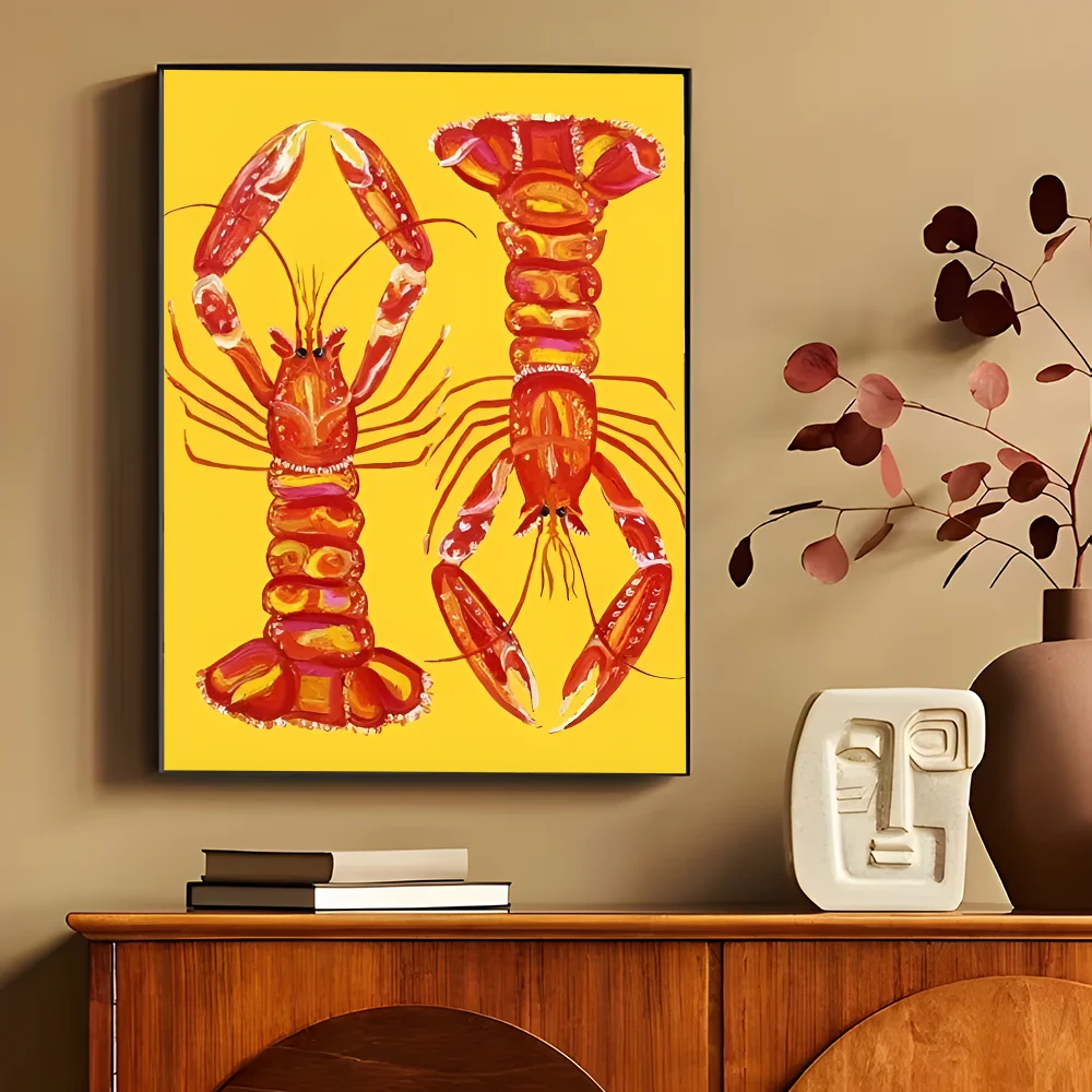 Colorful Sardine Lobster Fish Ocean Animal Self-adhesive Art Poster Retro Kraft Paper Sticker DIY Room Bar Cafe Stickers-HomeDecorDecals_com