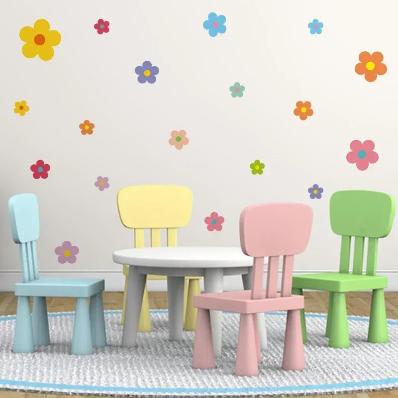 Close-up view of Colourful Flowers Wall Sticker | Kids Room Decor by HomeDecorDecals.