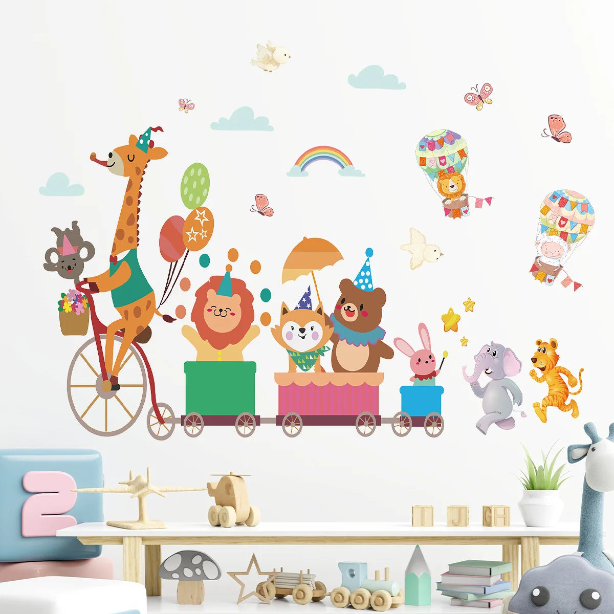 Cartoon Planet Rocket Height Measurement Wall Stickers for Kids Room Baby Boy Room Height Roller Grow Up Chart Wall Decals Mural-HomeDecorDecals_com
