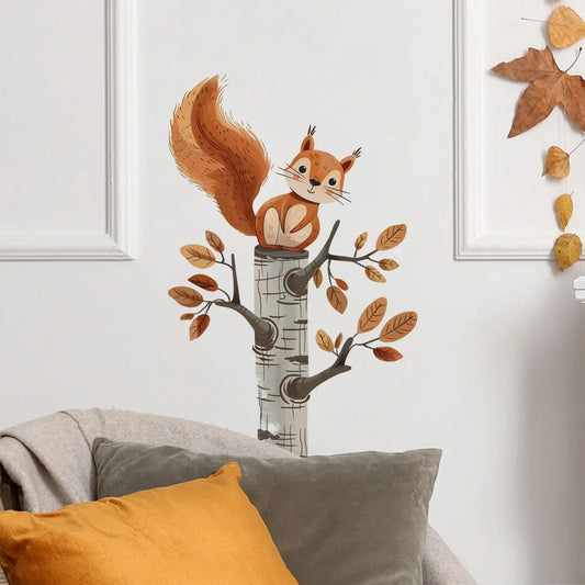 Cartoon Squirrel Wall Decal | Kids Room Decor removable peel and stick wall decal by HomeDecorDecals.