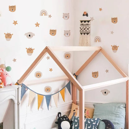 Close-up view of Cartoon Rainbow Bear Animals and Star Wall Decal | Home Decor by HomeDecorDecals.