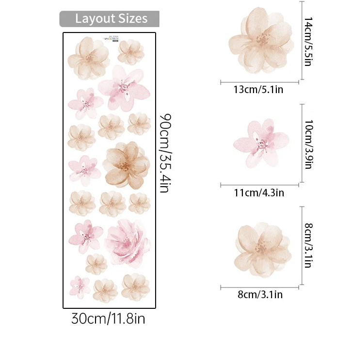 Boho Pink Floral Botanical Wall Decal | Home Decor decorative wall feature by HomeDecorDecals.