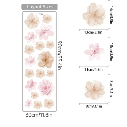 Boho Pink Floral Botanical Wall Decal | Home Decor decorative wall feature by HomeDecorDecals.