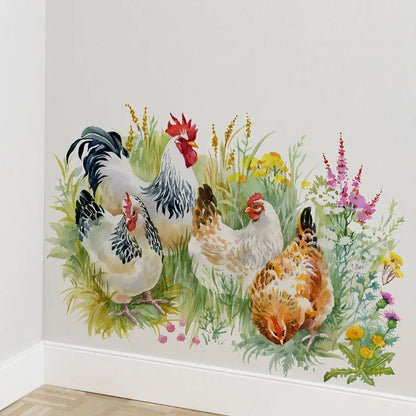 Countryside Style Hen in Grass Wall Decal | Home Decor design details by HomeDecorDecals.