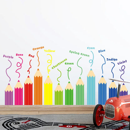 Cartoon Rainbow Crayon Wall Stickers Kids Room Bedroom Background Decoration Wallpaper Home Decor Self Adhesive Nursery Decals-HomeDecorDecals_com
