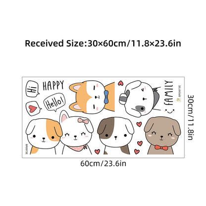1pcs PVC Removable Cartoon Cute Puppy Greeting Pattern Wall Stickers for Living Room Door Bedroom Decoration Kids Home Decor-HomeDecorDecals_com