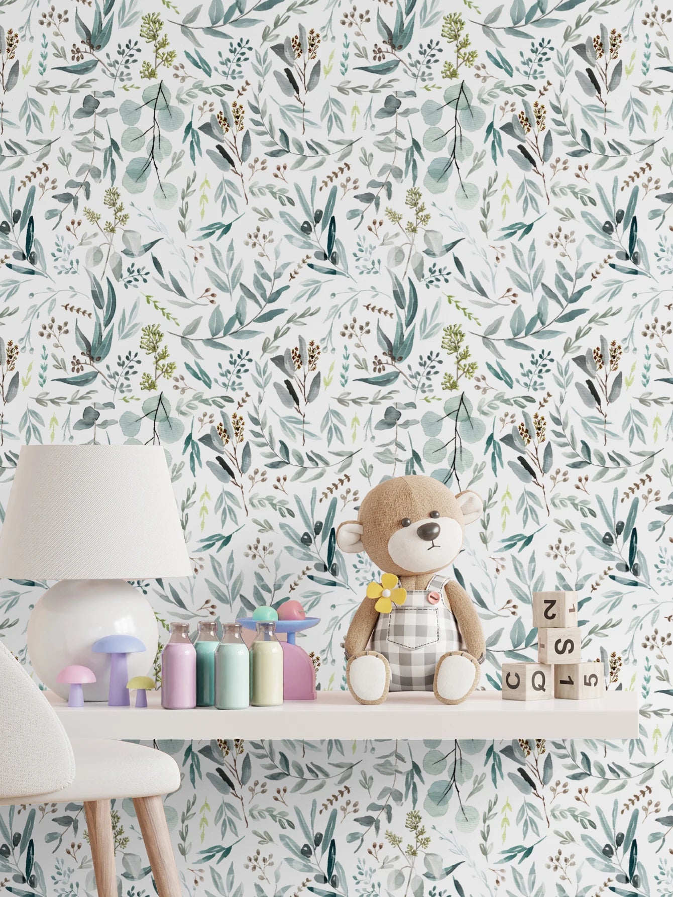 Curly Leaf Branch Pattern Wall Decal | Home Decor displayed in room decor by HomeDecorDecals.