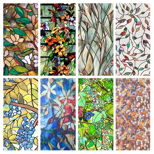 Window Privacy Film Adhesive Film Static Clings 3D Decorative Flower Window Film Stained Vinyl Glass Christmas Window Sticker-HomeDecorDecals_com