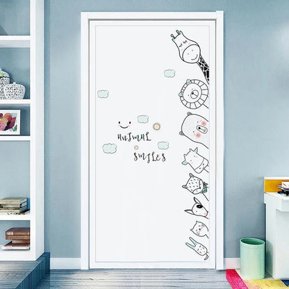 1Pc Cartoon Animals Baby Room Wall Stickers for Front Door Sheet Kids Room Children's Bedroom Wall Decals Home Decoration-HomeDecorDecals_com