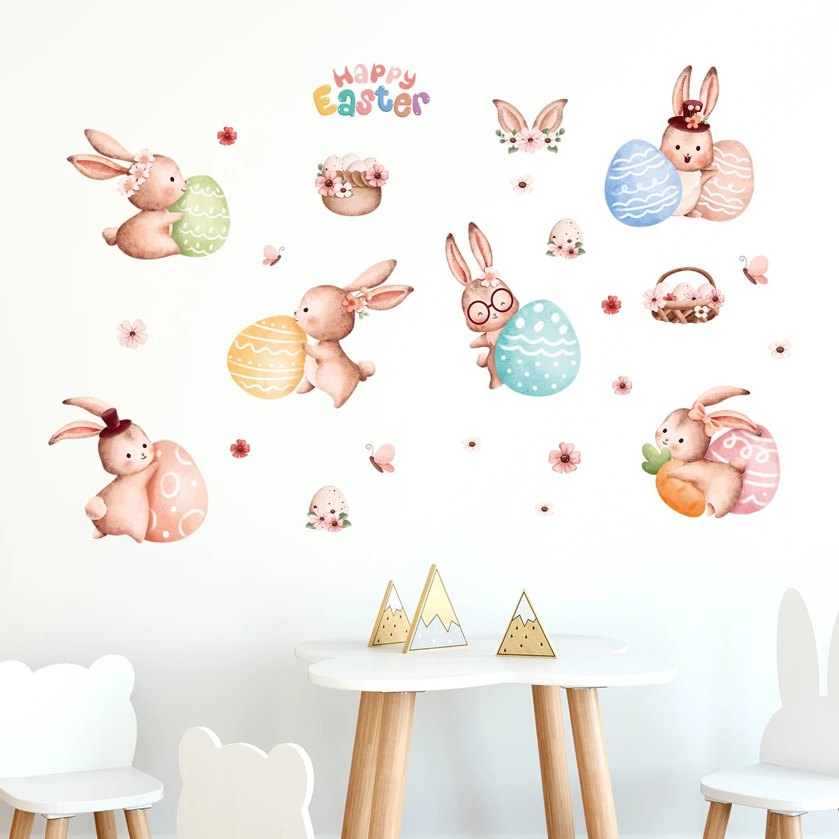 Colourful Cartoon Bunny Wall Sticker-HomeDecorDecals_com