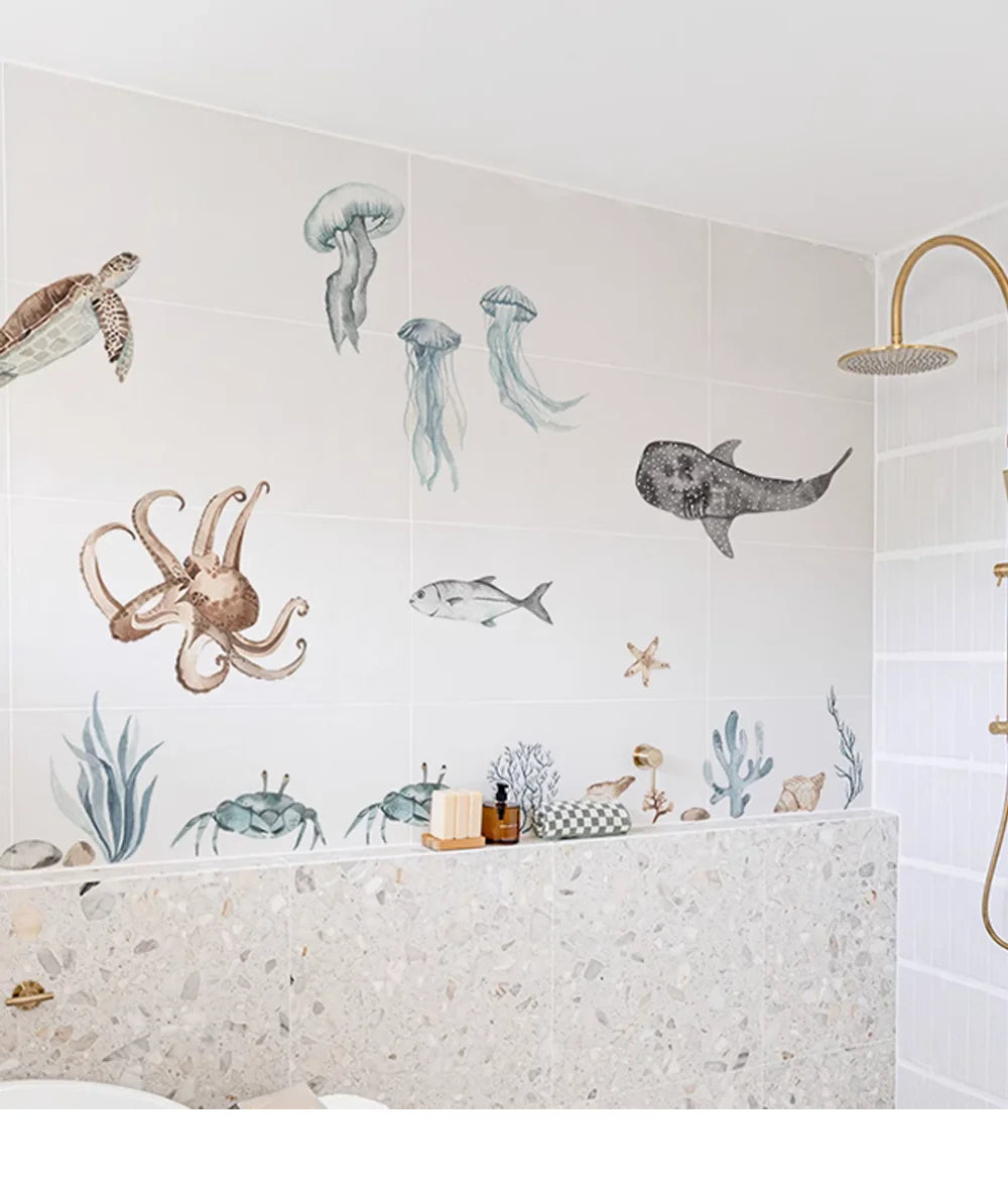 Alternative angle of Underwater Sea Animals World Wall Decal | Home Decor by HomeDecorDecals.