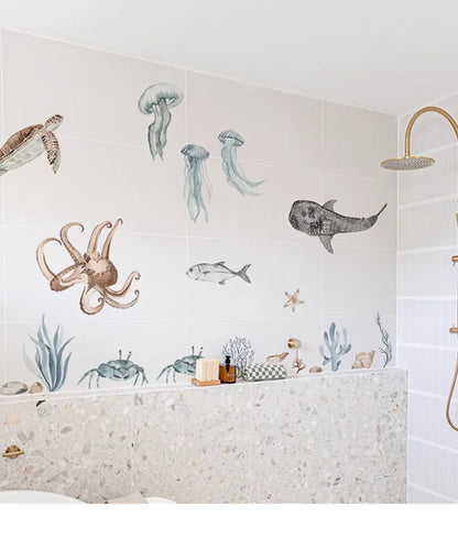 Alternative angle of Underwater Sea Animals World Wall Decal | Home Decor by HomeDecorDecals.