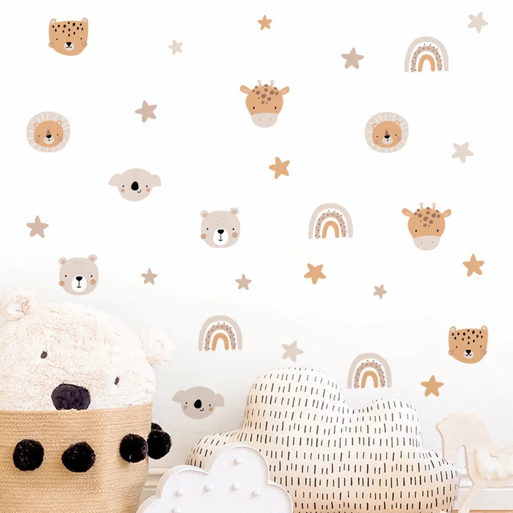 Cartoon Rainbow Bear Animals and Star Wall Decal | Home Decor design details by HomeDecorDecals.