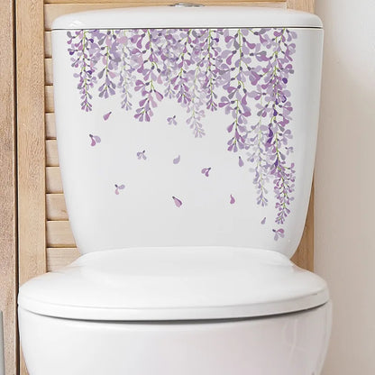 Green Plant Leaves Bathroom Toilet Sticker WC Closestool Wall Sticker Self Adhesive Mural Beautify Flower Home Decoration Decals-HomeDecorDecals_com