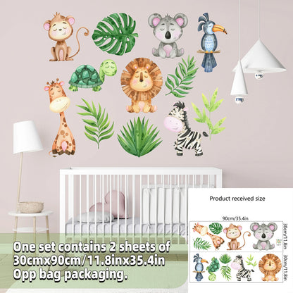 Safari Jungle Woodland Animals Wall Decals Wall Stickers for Boys Girls Baby Nursery Kids Bedroom Living Room Classroom Decor-HomeDecorDecals_com
