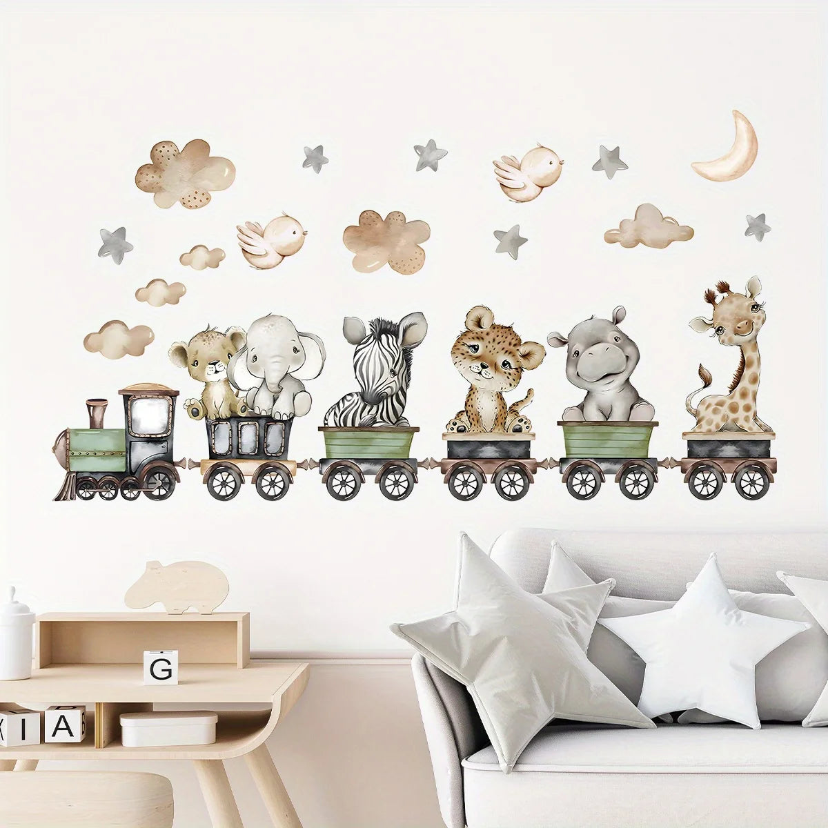 Cartoon Animal Train Wall Decal for Kids-HomeDecorDecals_com