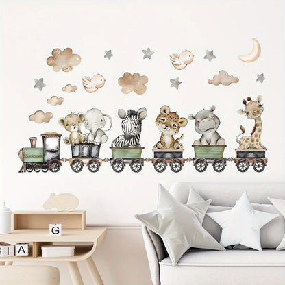 Cartoon Animal Train Wall Decal for Kids-HomeDecorDecals_com