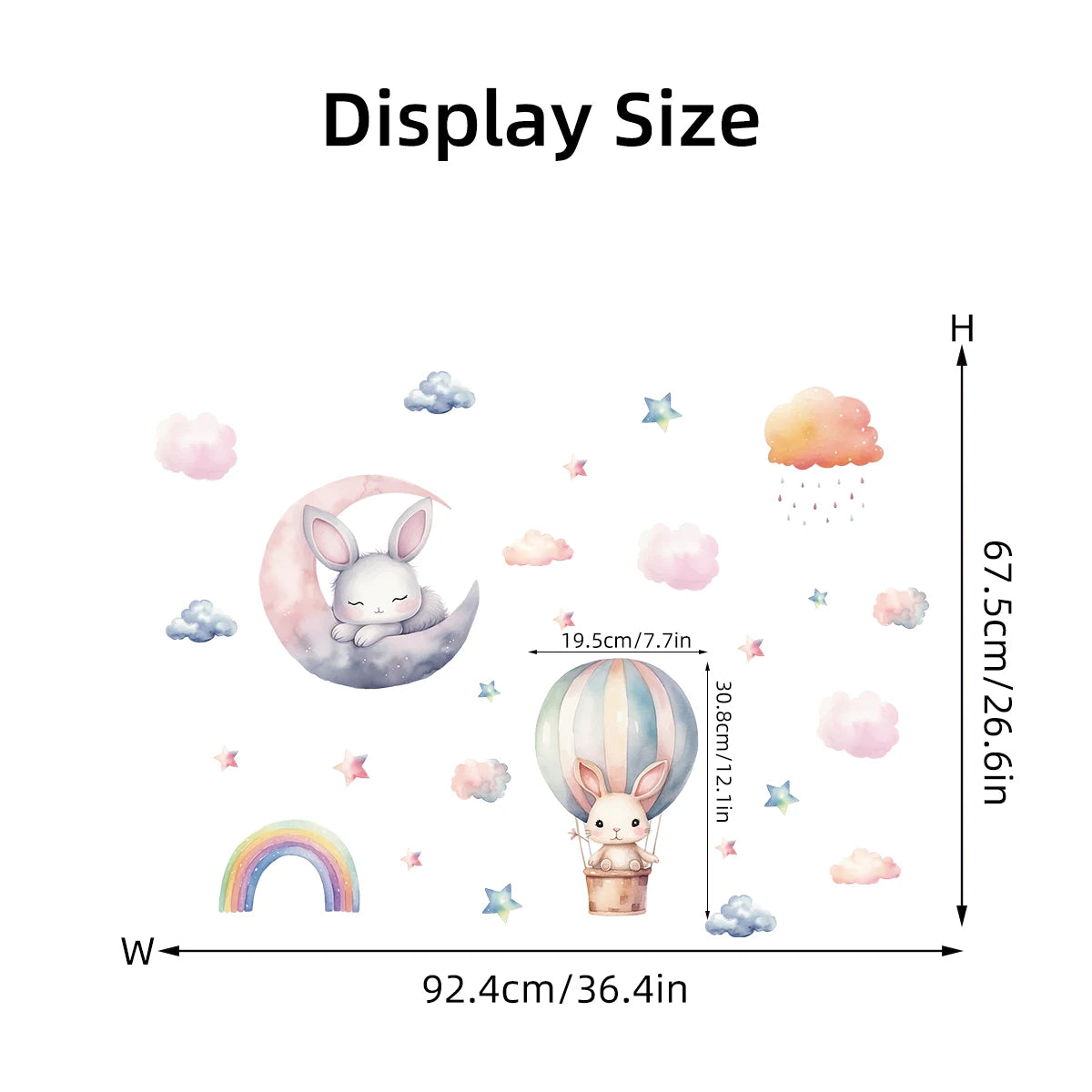 Cute Rabbit And Balloon Wall Decal for Kids-HomeDecorDecals_com