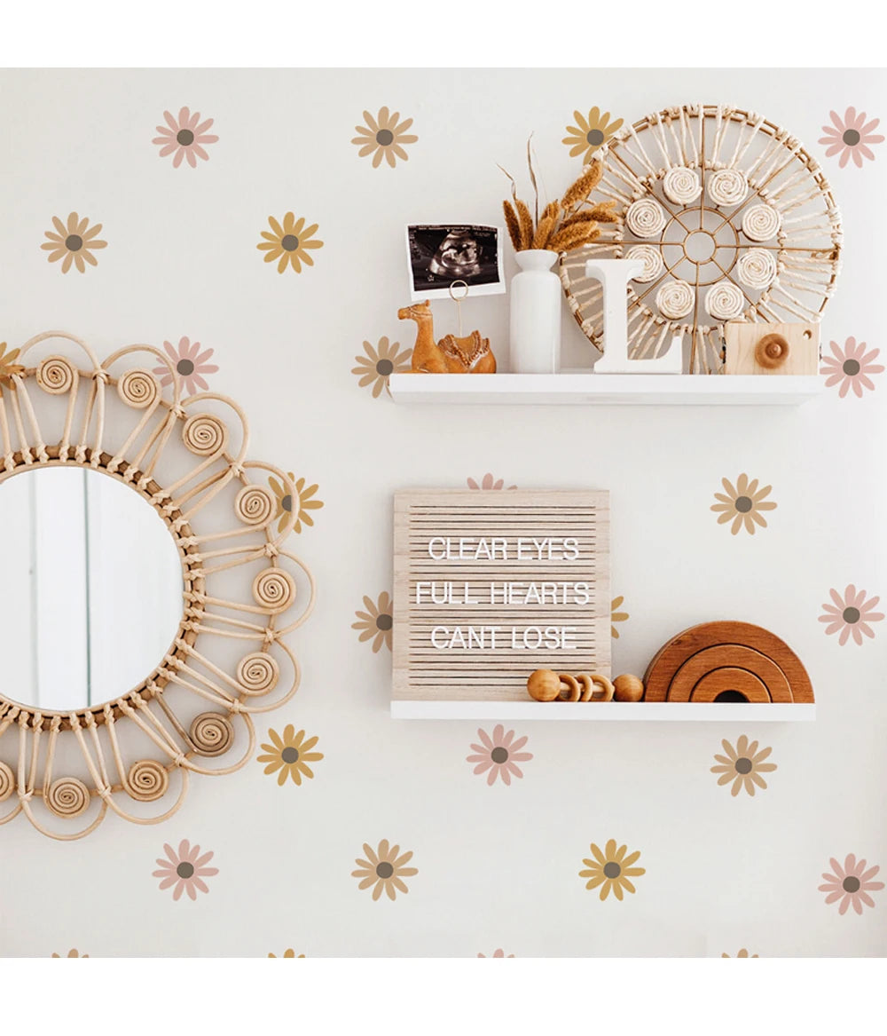 Waffle Daisy Flowers Wall Decal | Home Decor decorative wall feature by HomeDecorDecals.