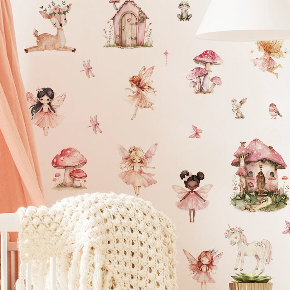 Elf Princess Mushroom House Kids Wall Sticker-HomeDecorDecals_com