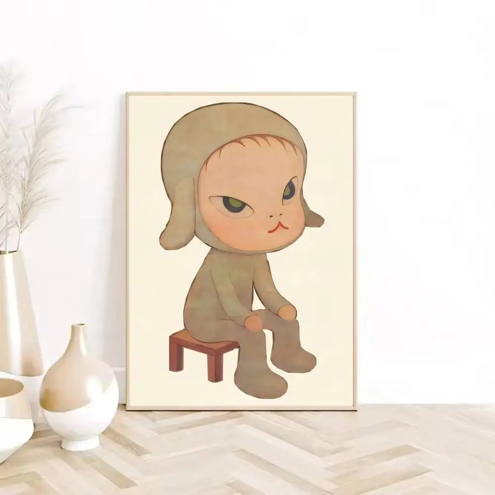 Y-Yoshitomo Nara Art Lovely melancholy Poster HD sticky wall waterproof home living room bedroom Dorm bar aesthetic decoration-HomeDecorDecals_com