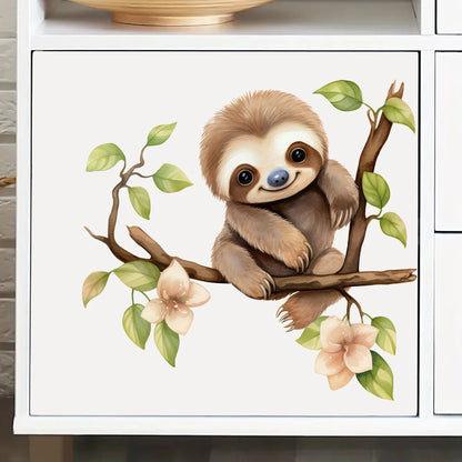 1Pc Cartoon Sloth on Branch Cute Animal Wall Stickers Kids Room Wall Decals Living Baby Room Decor Bedroom Child Home Decoration-HomeDecorDecals_com