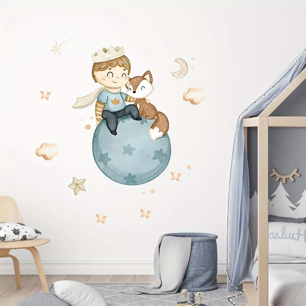 Prince Fox Balloon Wall Decal for Kids-HomeDecorDecals_com