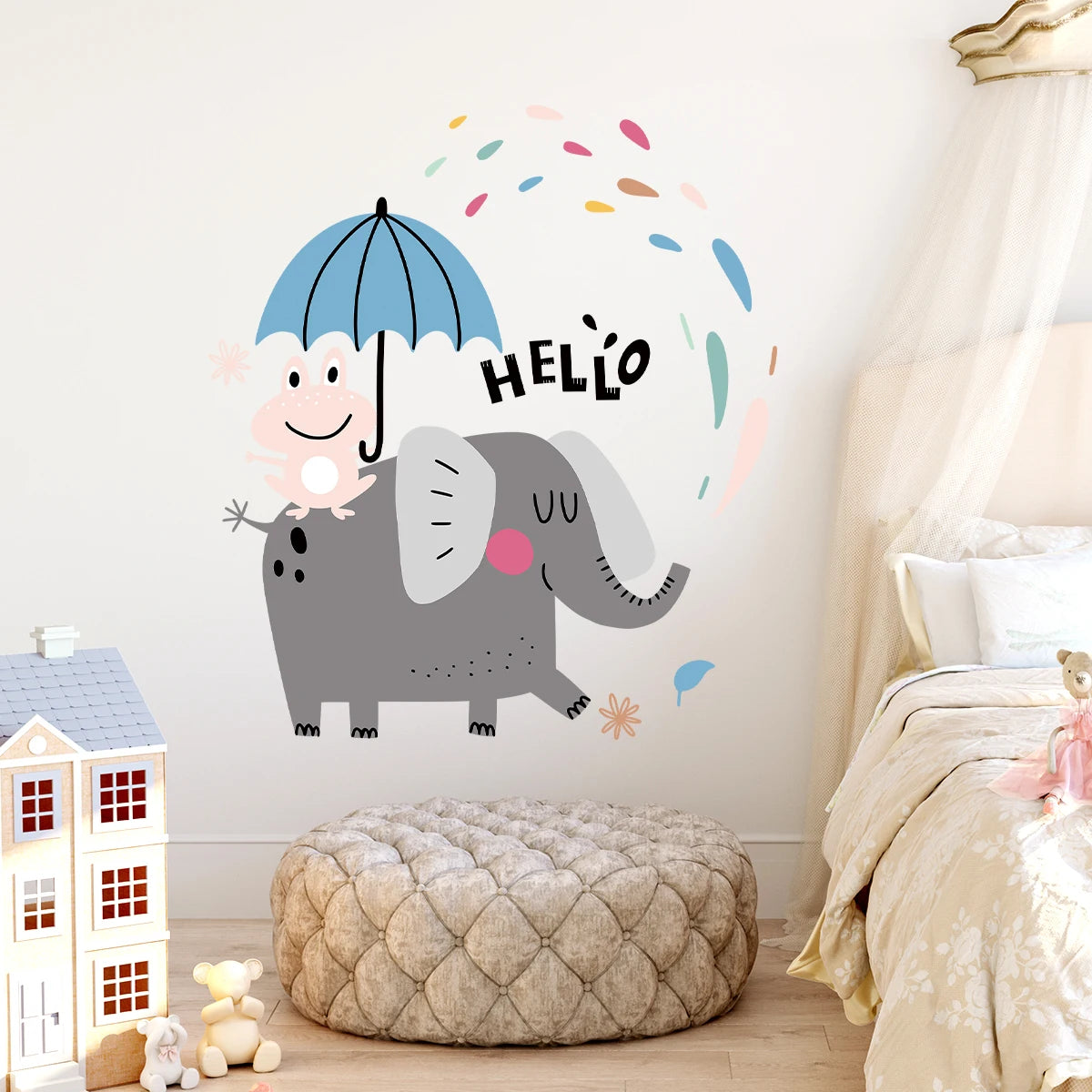 1pcs Cartoon Animal Funny Elephant Frog Pattern Wall Stickers for Kids Room Decoration Home Decor Bedroom Wall Decals Nursery-HomeDecorDecals_com