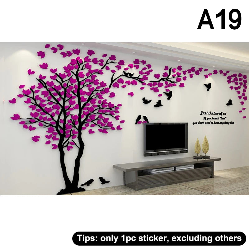 CC553D Acrylic Tree Wall Stickers Self-adhesive Background Wall Wall Decal Wall Stickers Home Decoration, Bedroom Wallpaper-HomeDecorDecals_com