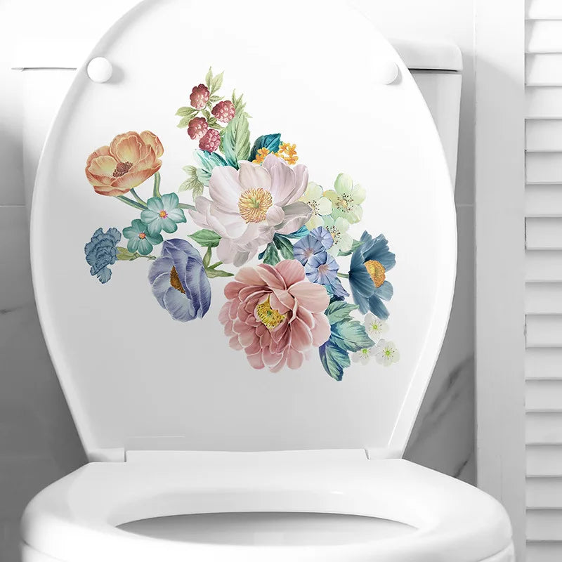 Green Plant Leaves Bathroom Toilet Sticker WC Closestool Wall Sticker Self Adhesive Mural Beautify Flower Home Decoration Decals-HomeDecorDecals_com