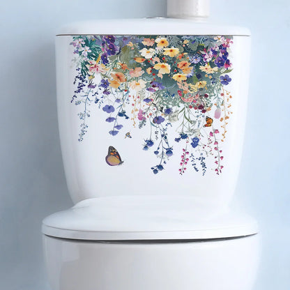 Green Plant Leaves Bathroom Toilet Sticker WC Closestool Wall Sticker Self Adhesive Mural Beautify Flower Home Decoration Decals-HomeDecorDecals_com