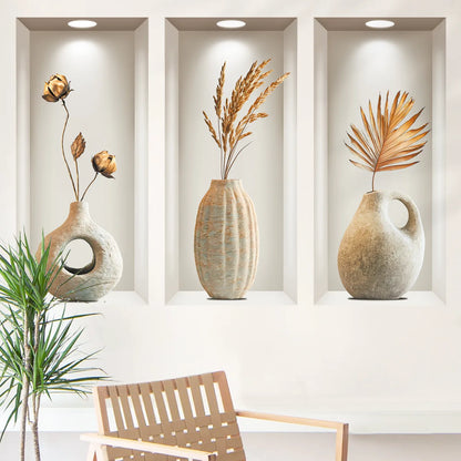 Golden Decorative Flower Vase Wall Decal | Home Decor removable peel and stick wall decal by HomeDecorDecals.
