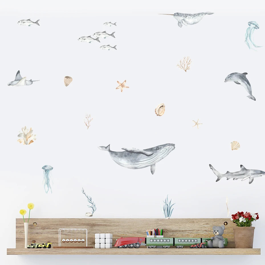 Cartoon Ocean Animals Wall Decal | Room Decor by HomeDecorDecals.
