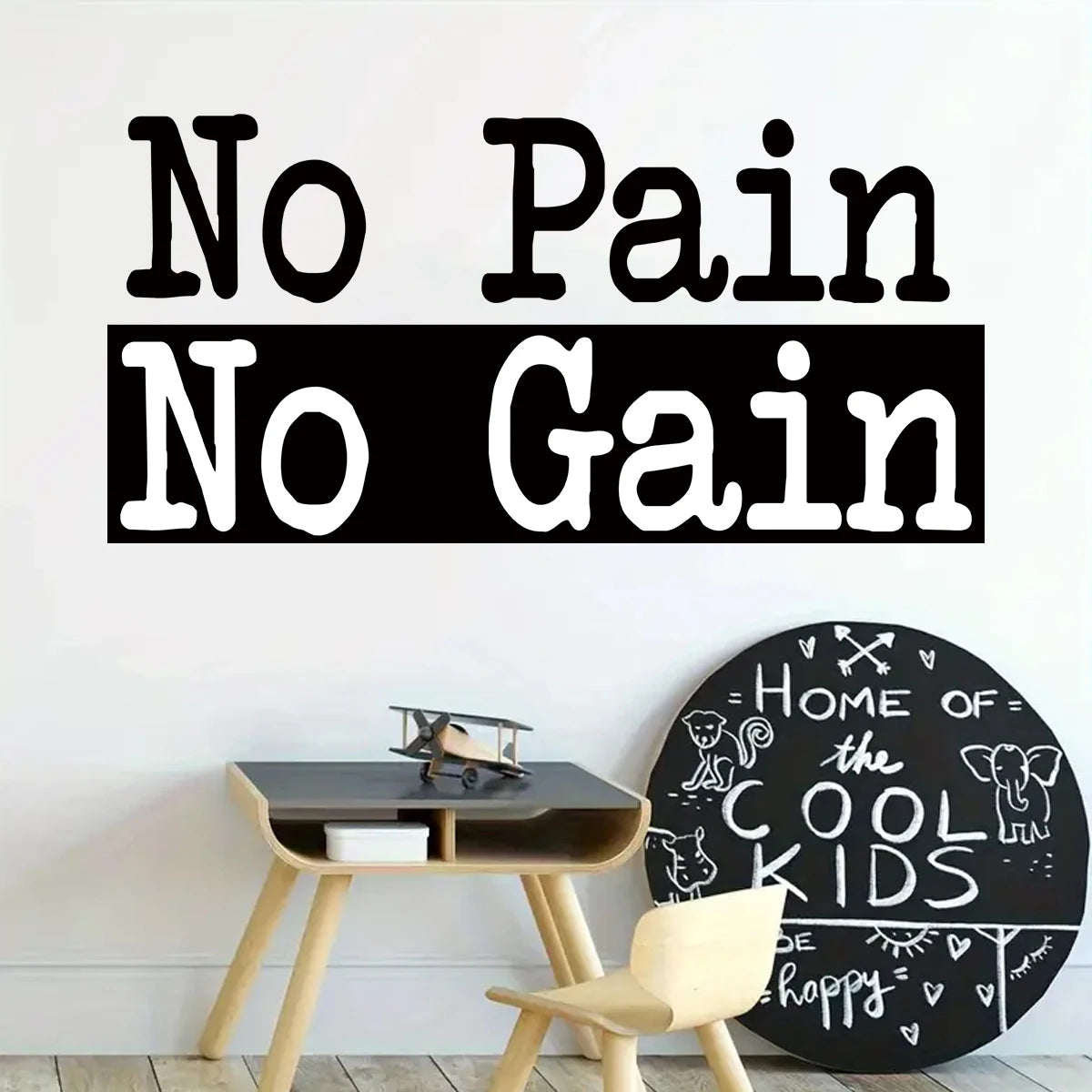 1Pc "No Pain No Gain" Inspirational Quotes Text Wall Stickers for Gym Study Room Decor Wall Decals Home Decoration Living Room-HomeDecorDecals_com