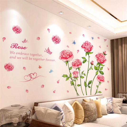 Flowers and Butterfly Wall Decal | Home Decor removable peel and stick wall decal by HomeDecorDecals.
