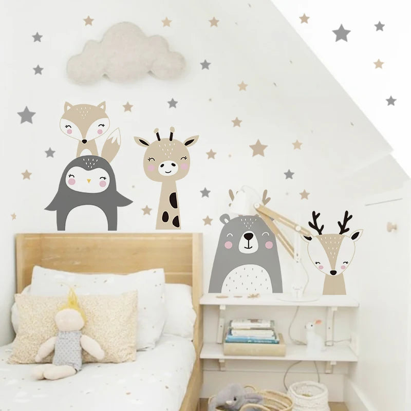 Cartoon Lion Bunny Forest Animals Wall Stickers for Children's Room Kids Room Bear Wall Decals for Baby Nursery Room Bedroom-HomeDecorDecals_com