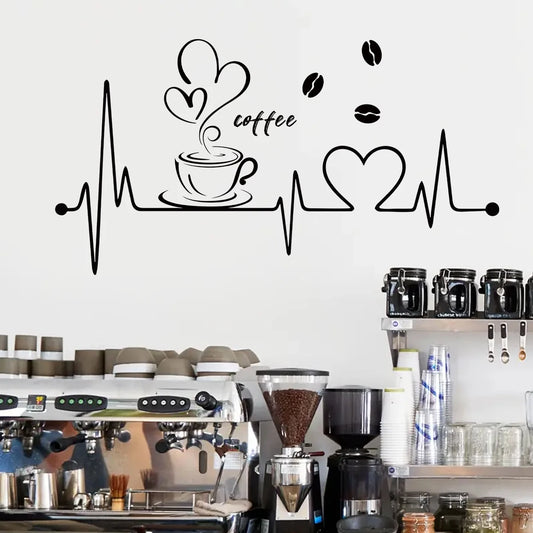 Heartbeat Coffee Pattern Wall Decal | Home Decor by HomeDecorDecals.