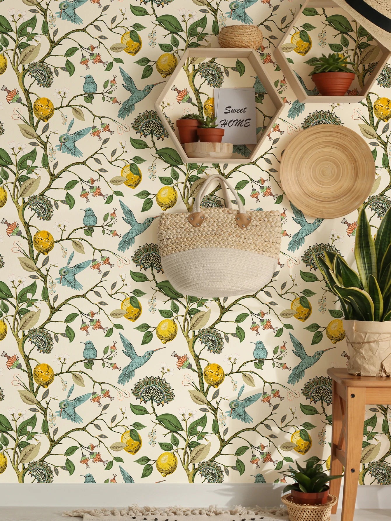 Lemon Flower Birds and Blooming Garden Wall Decal | Home Decor by HomeDecorDecals.