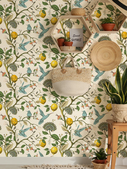 Lemon Flower Birds and Blooming Garden Wall Decal | Home Decor by HomeDecorDecals.