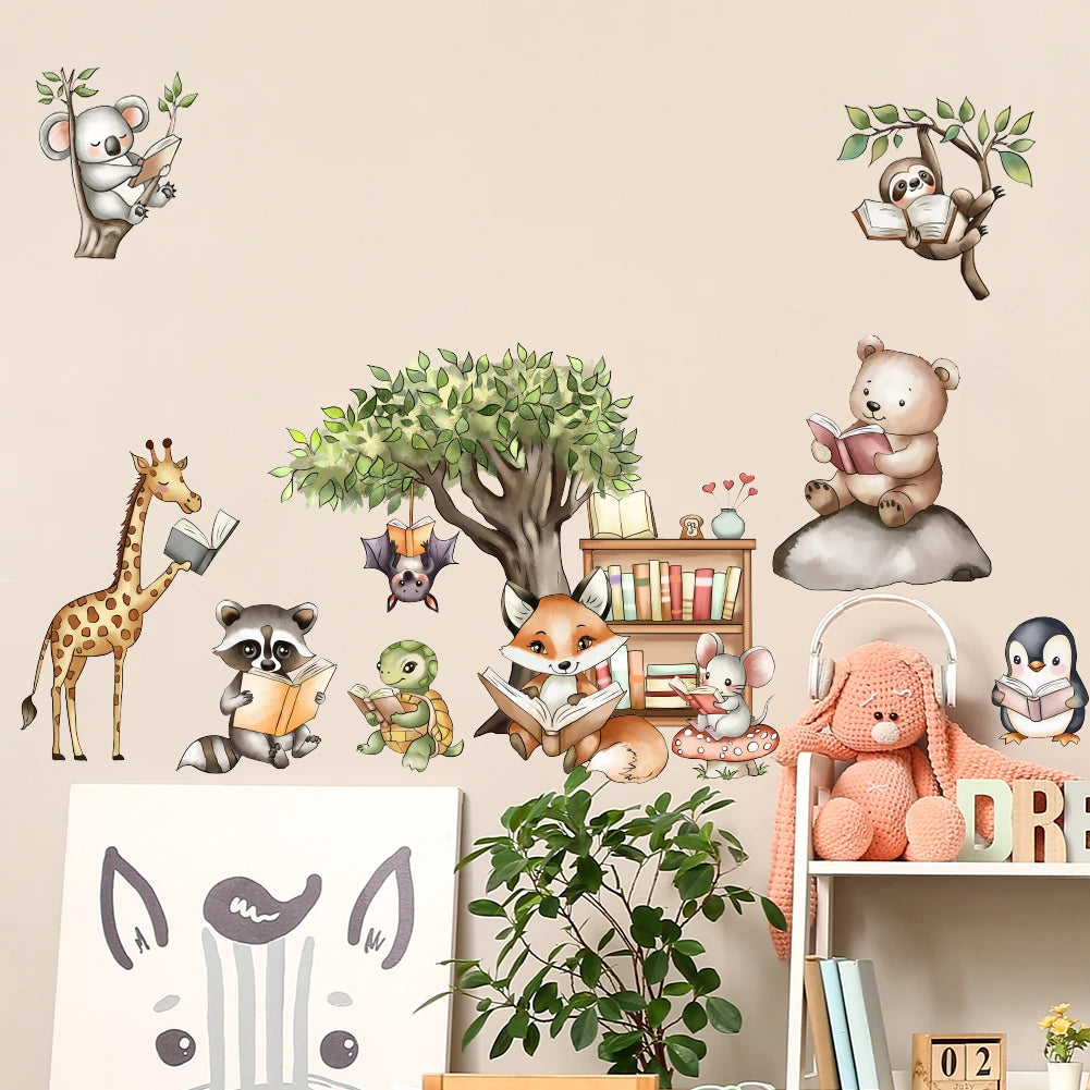 Animals Under The Forest Wall Stickers Children's Rooms Boys' Bedrooms Wallpapers Baby Rooms Decorations Jungle Animal Murals-HomeDecorDecals_com