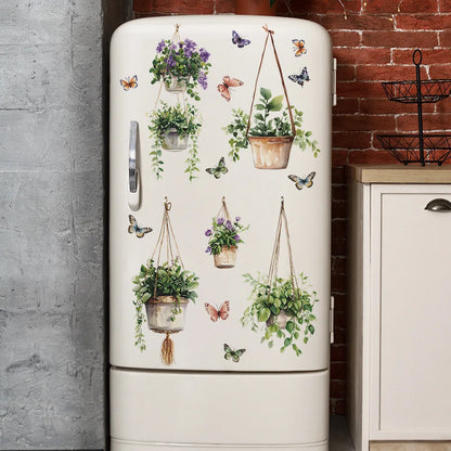 Potted Plants and Butterfly Wall Decal | Home Decor design details by HomeDecorDecals.