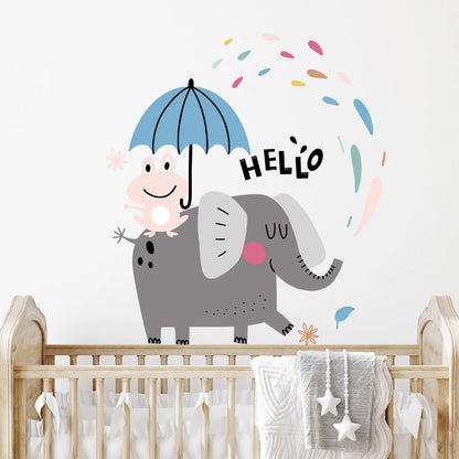 1pcs Cartoon Animal Funny Elephant Frog Pattern Wall Stickers for Kids Room Decoration Home Decor Bedroom Wall Decals Nursery-HomeDecorDecals_com