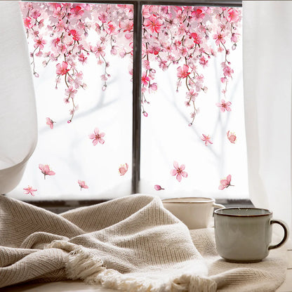 Pink Flower Static Window Decal | Home Decor displayed in room decor by HomeDecorDecals.