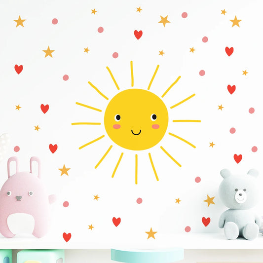 Cartoon Smile Sun Wall Decal | Home Decor by HomeDecorDecals.
