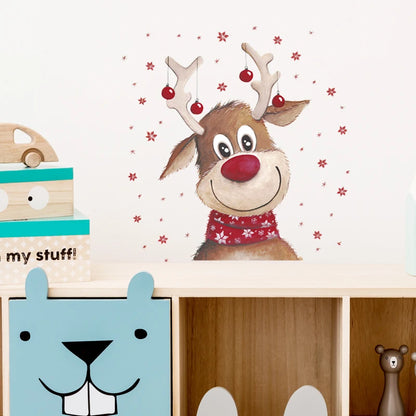 Christmas Smiling Reindeer Wall Decal | Home Decor christmas wall decal by HomeDecorDecals.